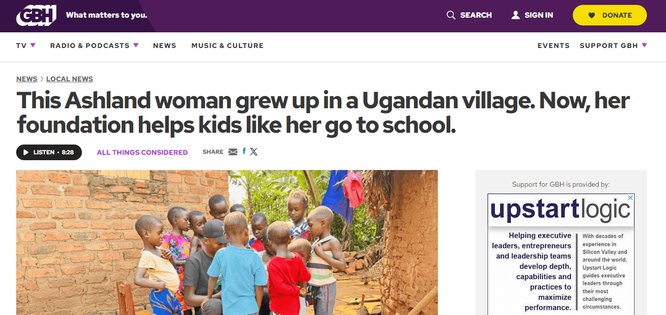 This Ashland woman grew up in a Ugandan village. Now, her foundation helps kids like her go to school.